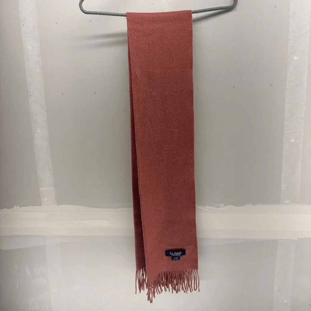 El Daws Unisex Cashmere Rectangle Fringe Scarf Salmon/Pink 60